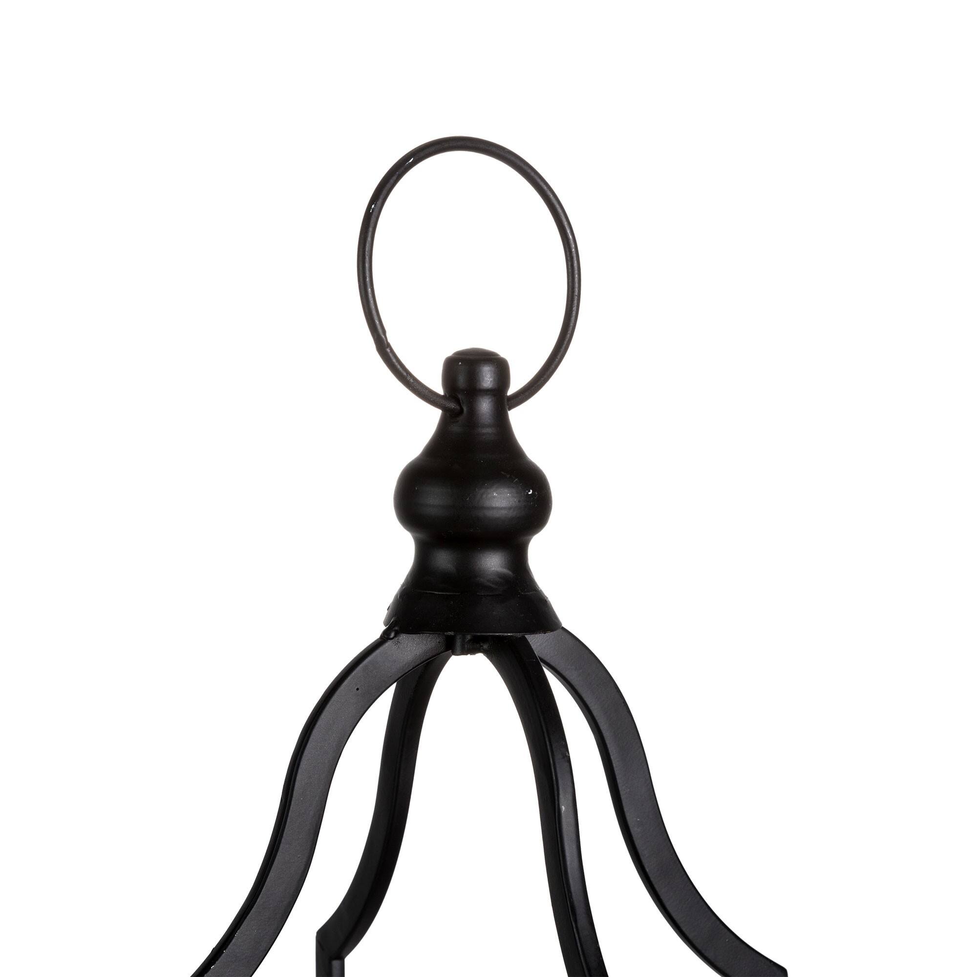 Modern Farmhouse Black Metal Candle Lantern Set, 22" & 16.5"